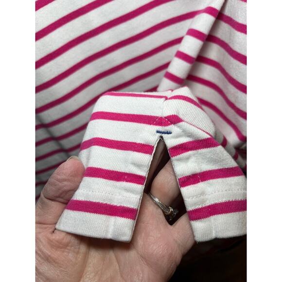 Vineyard Vines Dress Medium Pink White Stripe‎ Cotton  3 Quarter Sleeves Coastal - Picture 7 of 10